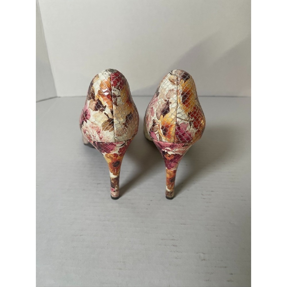 COLE HAAN SNAKE‎ FLORAL PRINT LEATHER POINTED TOE PUMP WOMEN'S US 8.5B SUPER HOT - Picture 4 of 15